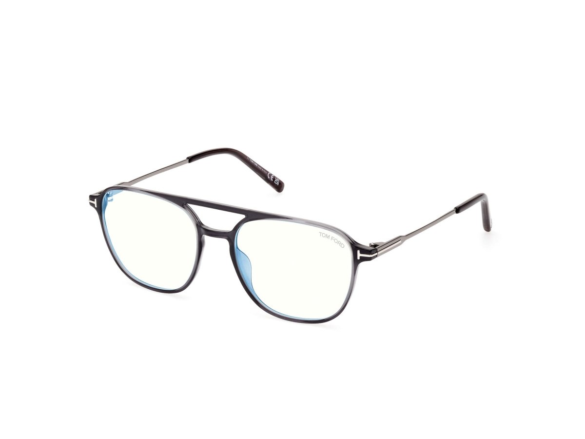 Tom Ford FT5874-B Grey Striped / Shiny Dark Ruthenium 889214415738