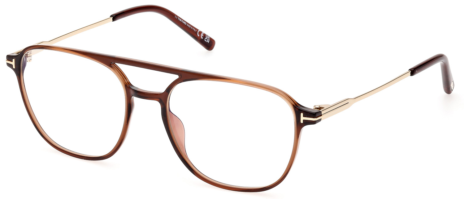 Tom Ford FT5874-B Shiny Dark Brown / Shiny Pale Gold 889214415752