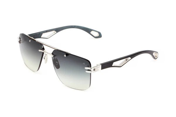 Maybach The President I (P - WDA - M11) - Maybach - Platinum/Walnut Burr Anthracite/Ebony/Indigo Blue BEM | Blue/Grey - 62mm - Ardor Eyewear 4260362897236