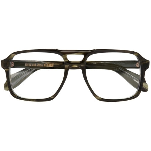 Cutler and Gross CGOP-1394-57-11 Striped Green Havana image 3